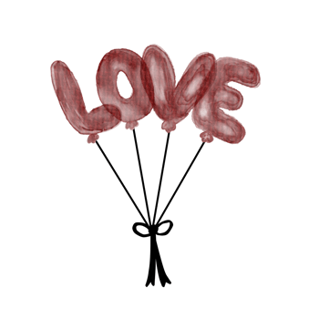 Hand drawn ballons with l o v e alphabeth png