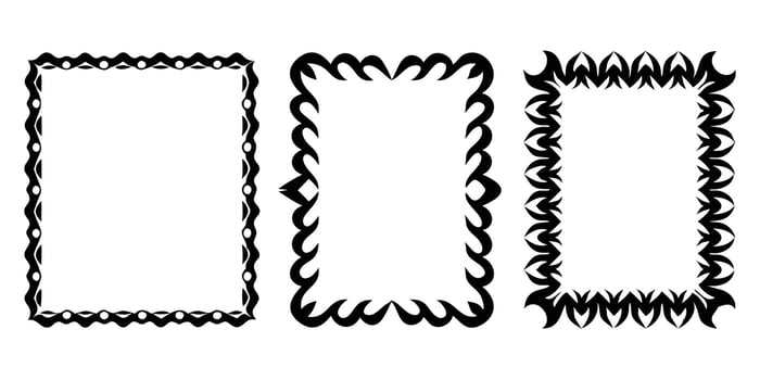Three black and white decorative frames with ornamental designs vector