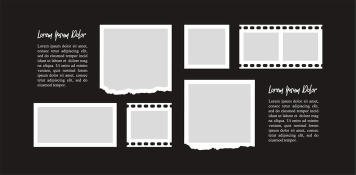 Picture grid digital photo collage design template vector