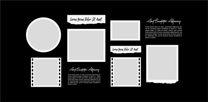 Decorative photo frame collage collection template vector