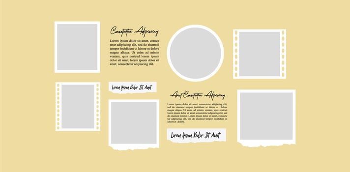 Moodboard Pictures or photos frame collage layout abstract photo frames and digital photo wall template vector