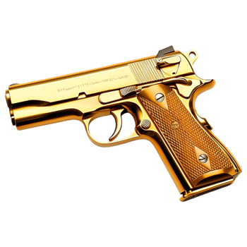 Gold-Plated Handgun with Detailed Grip Design png