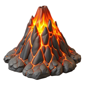 3D Volcano Illustration Lava Eruption png