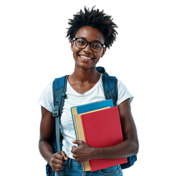 Happy Student holding books png