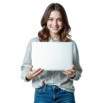 Woman Holding Laptop png