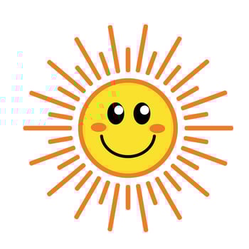 cute yellow sun sticker with smile vector