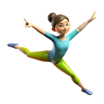 Graceful female gymnast performing a split leap png