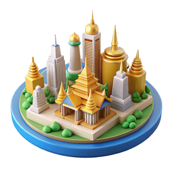 Miniature Bangkok city design with landmarks png