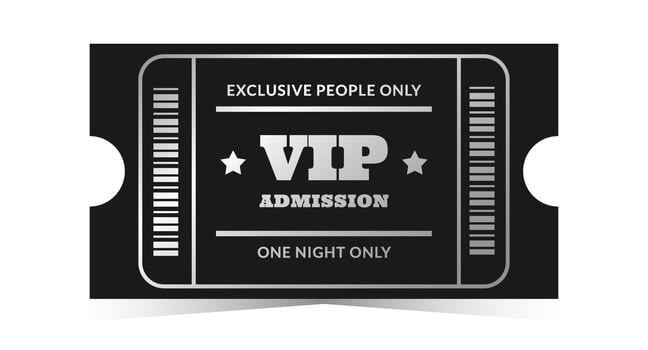 Silver vip admission template. Cinema, theater, casino, concert, opera, ballet, performance chrome design. Metal gradient text, black ticket, barcode. illustration on white background vector