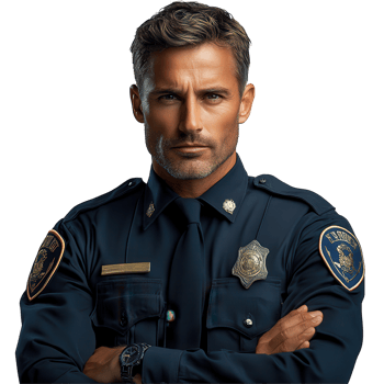 Confident police officer in uniform poses for a portrait showcasing dedication to law enforcement and community safety isolated on transparent background png