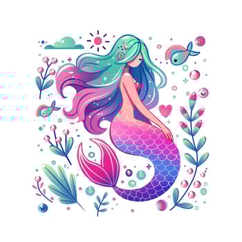 Elegant Mermaid Illustration with Pastel Colors vector