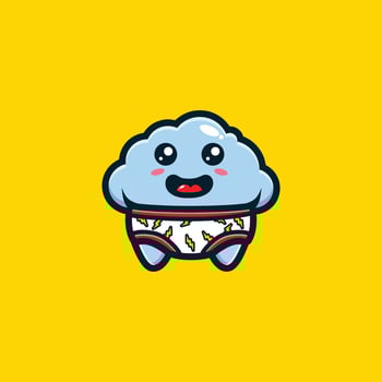 cute cloud wearing thunder wear vector