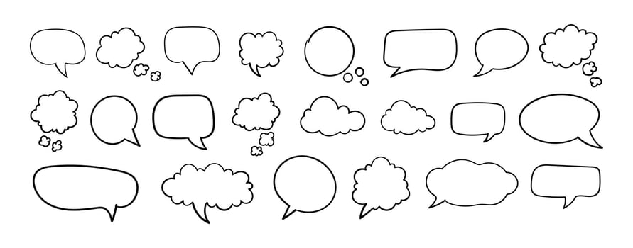 Collection of empty speech bubbles on black and white colour vector