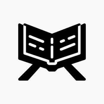Design Illustration graphic of reading Al Quran icon with glyph style. Suitable for UI, mobile design, web design, etc. vector