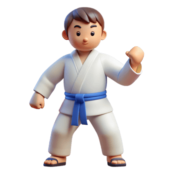 3D character in judo pose for martial arts themes png