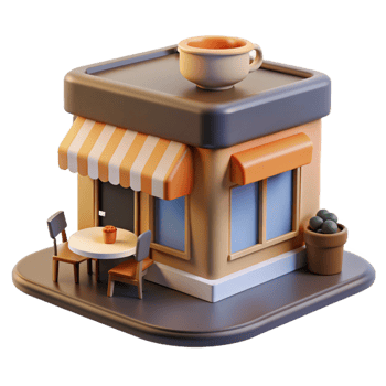 Small cafe setup with decorative details png