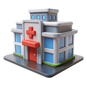 Modern hospital building with emergency cross symbol png