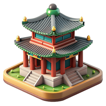 Realistic Korean landmark with detailed architecture png