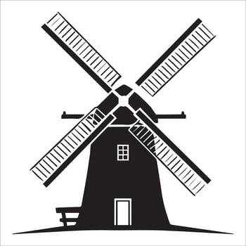 Timeless Windmill Silhouette Illustration vector
