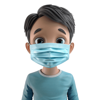 3D Cartoon Boy Wearing Protective Face Mask Child Health Safety png