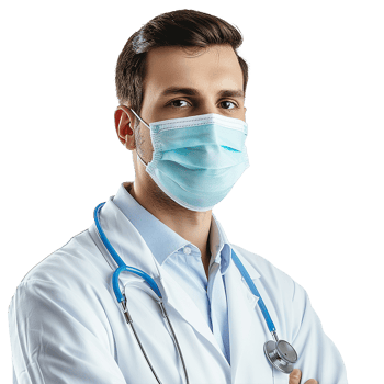 Male Doctor Wearing Face Mask and Stethoscope Healthcare Professional png