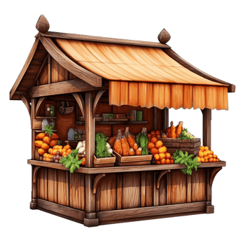 Wooden Market Stall Fresh Produce Autumn Harvest png