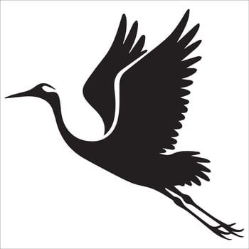 Peaceful Crane in the Sky Silhouette vector