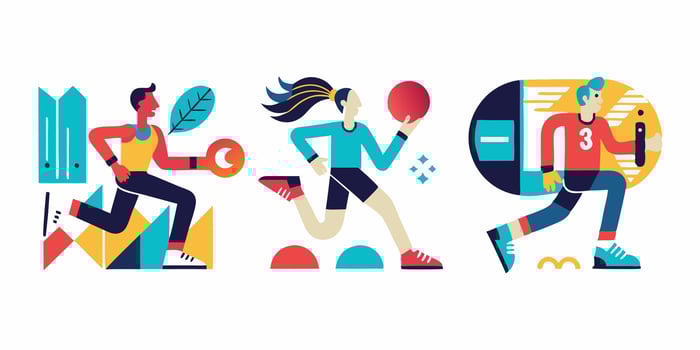 Illustration of people running and playing sports vector