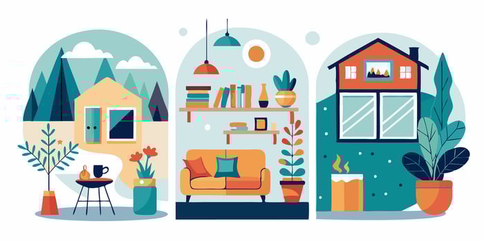 Home interior design flat illustration vector