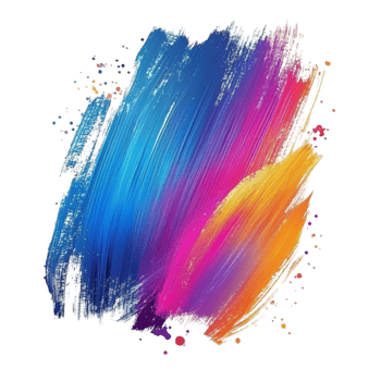 colorful paint brush stroke on transparent background png