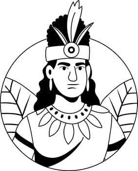 Aztec leader character illustration in glyph style vector