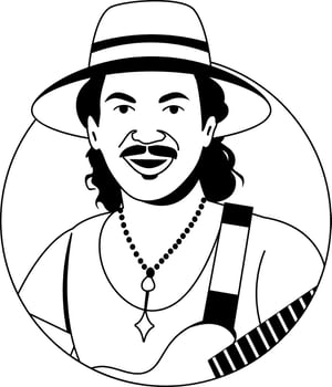 Mexican musician illustration in glyph style vector