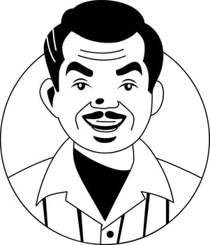 A glyph illustration of a smiling man vector