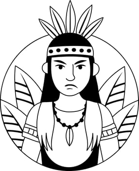 A glyph illustration of tribal native character vector
