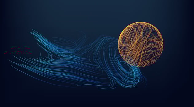 Big data analytics abstract background. 3d sphere data stream in abstract style. Abstract technology background wave flow. Data science concept. Technology analysis. Worldwide business vector