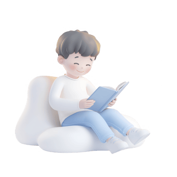 A happy child reading a book, enjoying a cozy moment of relaxation at home. png