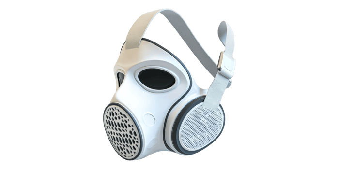 Protective respirator mask with filters isolated on transparent background png