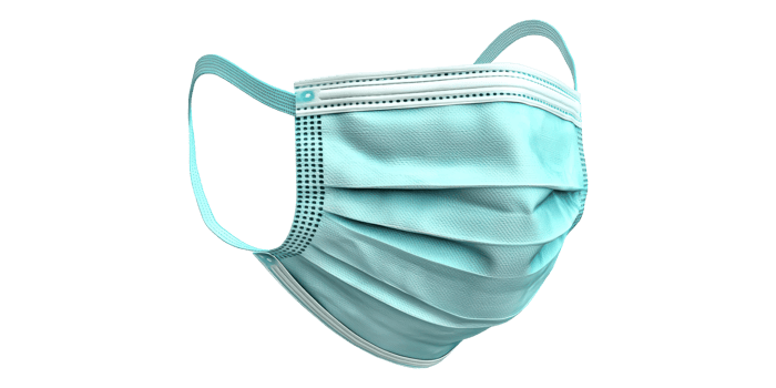 Surgical face mask isolated on transparent background png
