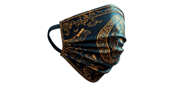 Decorative face mask with ornate pattern isolated on transparent background png
