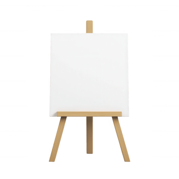 Blank canvas on an easel, perfect for artist inspiration and creative projects. png