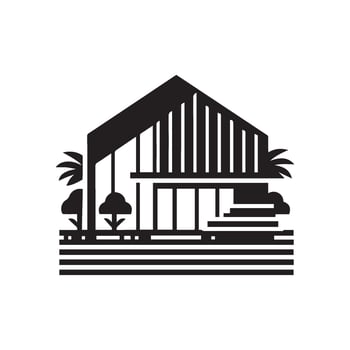 house, property, landmark, real estate with palm trees vector