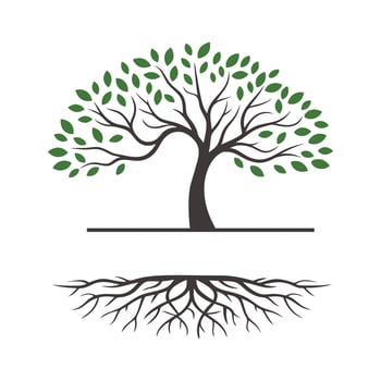 Green Tree Illustration Modern Eco Clipart vector