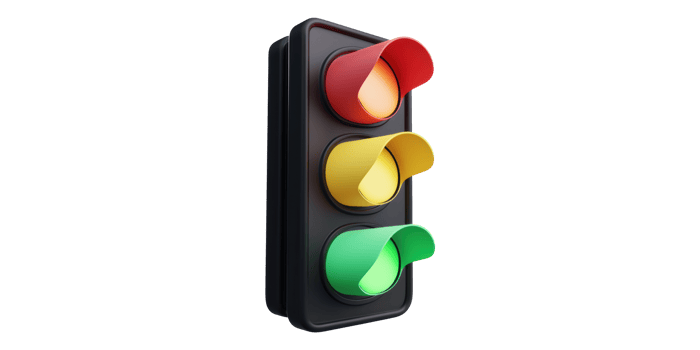 Traffic light with red yellow green lights isolated on transparent background png