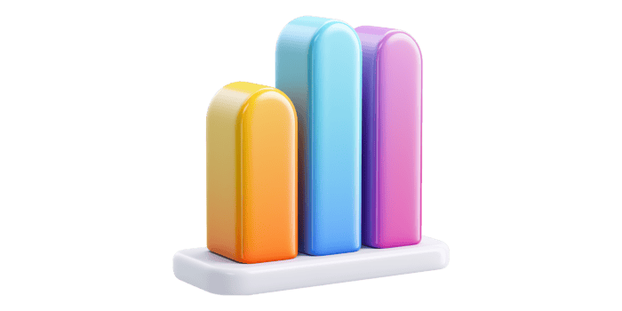 Colorful 3D Bar Graph Icon Isolated On Transparent Background png