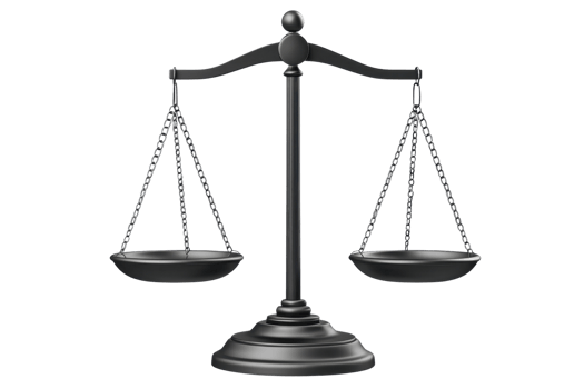 Black balance scale symbolizing justice and fairness in law and order, reflecting equality and impartiality in legal matters. png