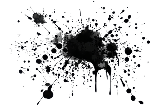 Abstract black ink splash on transparent background. perfect for artistic and creative projects, blending design and expression in unique forms. png
