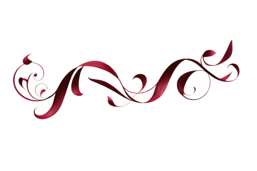 Elegant red floral decorative border with intricate swirls, perfect for invitations, cards, or festive design elements. png
