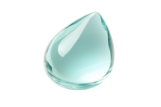 Crystal clear water droplet isolated on a transparent background. symbolizing purity, freshness, and natural beauty in a minimalist style. png
