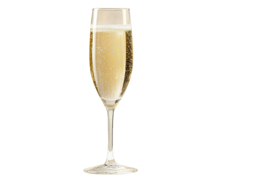 Elegant champagne flute filled with sparkling champagne on a transparent background, perfect for celebration and festive occasions. png