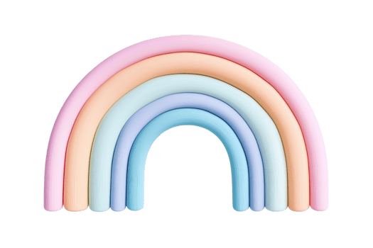 Colorful 3D pastel rainbow illustration with soft, soothing tones. Perfect for nursery decor, children's designs, or uplifting visuals. png